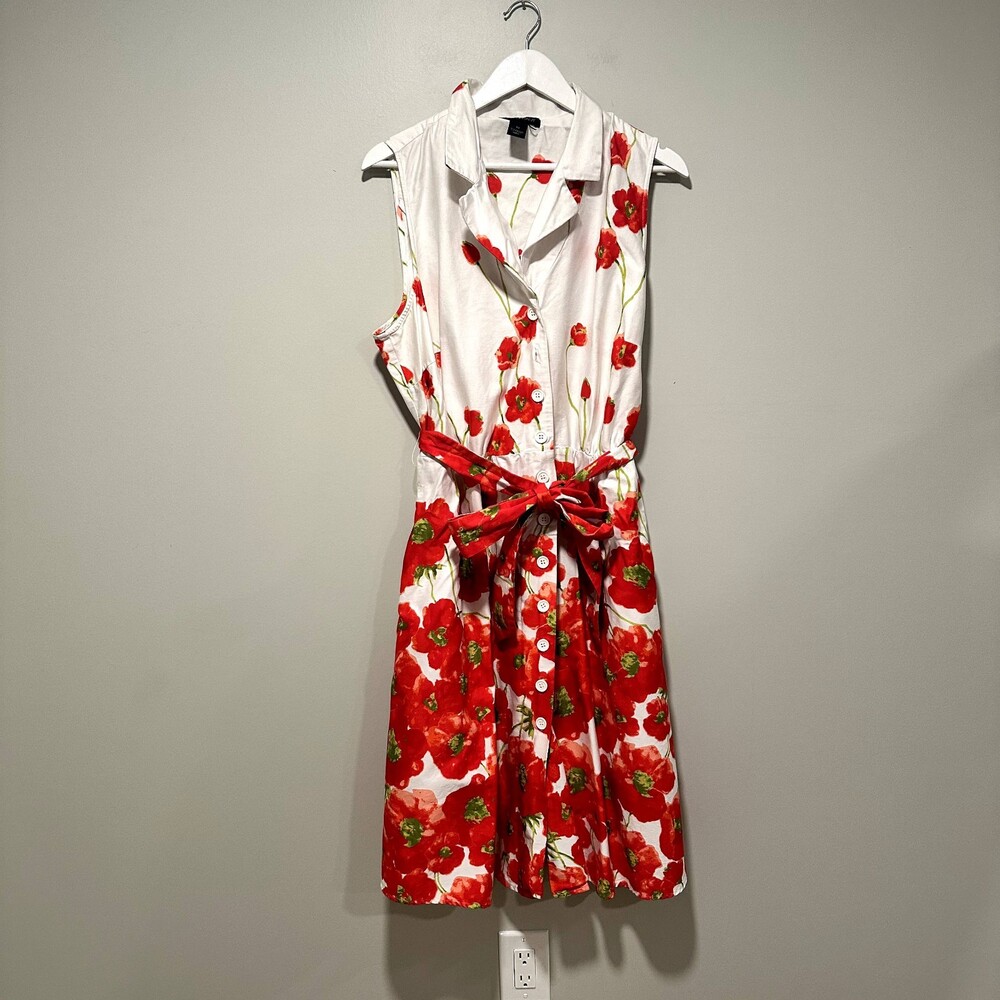 Lane Bryant Floral Sleeveless Collared Fit & Flare Dress